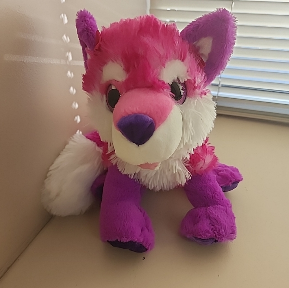2015 Wild Republic Pink Purple White Fox Stuffed Animal SOFT Plush Glitter Eyes